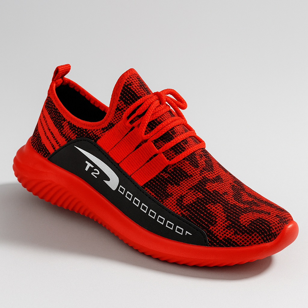 Men’s Red Sports Sneakers – Lightweight Breathable Running & Training Shoes